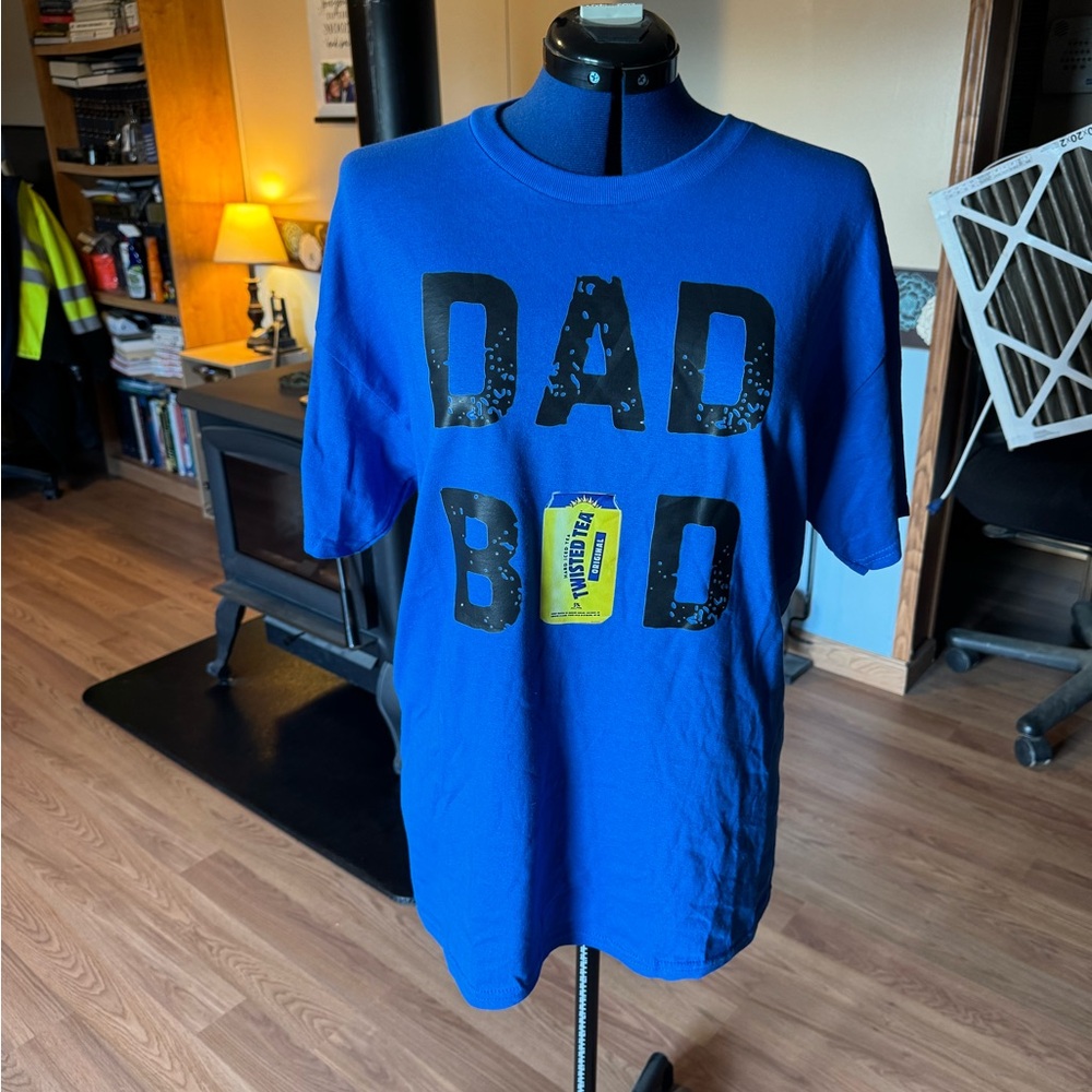 NEW- Dad Bod Twisted Tea T-shirt: Blue Medium, 100% Cotton